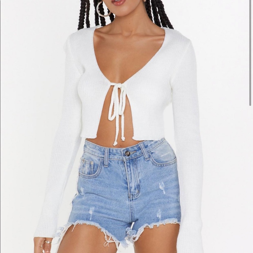 Ribbed Cropped Sweater Top - Picture 2 of 4